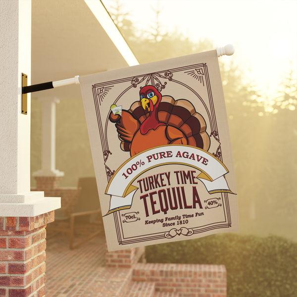 Turkey Time Tequila Funny Thanksgiving Yard Flag