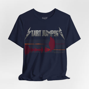 Dark grey t-shirt with 'Virginia Tech Metallica Seismograph Chart' design on a white background