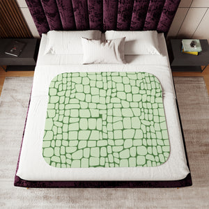 Green Crocodile Print Sherpa Baby Blanket