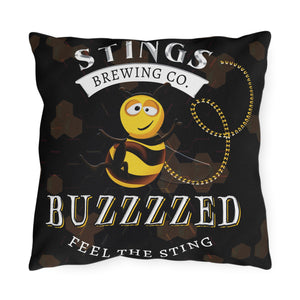 throw pillow with 'Brewery Bee Spring' design