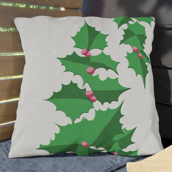 pastel Christmas throw pillow ivy and berries decor
