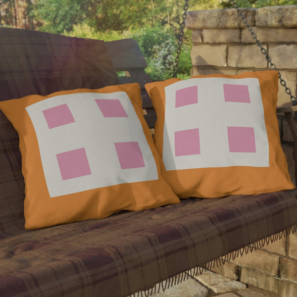 Pastel Orange & Pink Indoor Outdoor Throw Pillow