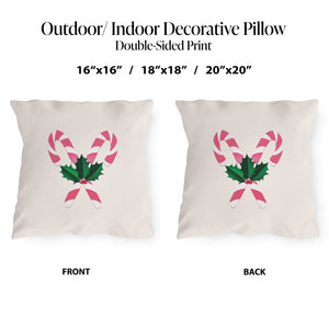 throw pillow with 'Pink Candy Cane Durable Outdoor' design