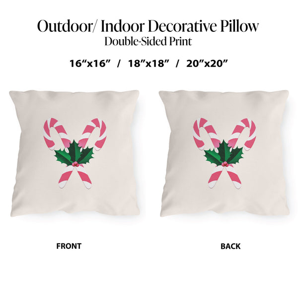 Pink Candy Cane Pillow Durable Outdoor Throw Pillow
