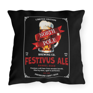throw pillow with 'North Pole Brewery Christmas' design