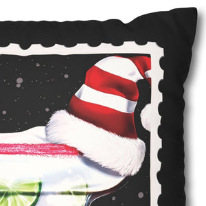 throw pillow with 'Merry Margarita Cover Holiday' design