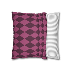 throw pillow with 'Pink & Ivory Harlequin Reversible Cover' design