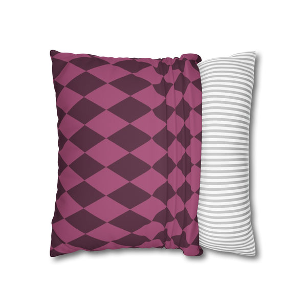 Pink & Ivory Harlequin Reversible Throw Pillow Cover