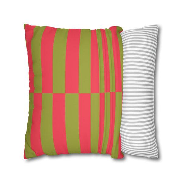 Red and Green Striped Christmas Pillow Cover