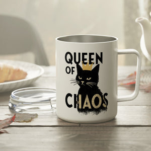 Queen of Chaos Black Cat Funny Insulated Travel Mug 10oz