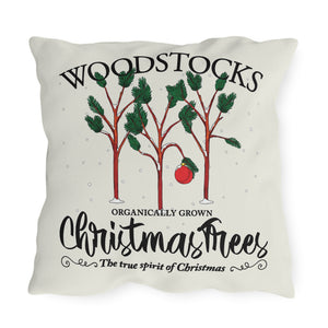 throw pillow with 'Charlie Brown Christmas Outdoor' design