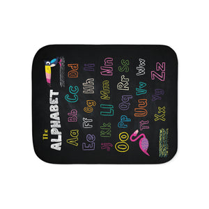 soft sherpa blanket with 'ABC Chalkboard' design