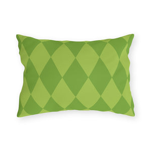 Reversible Green Spring Harlequin Outdoor Pillow