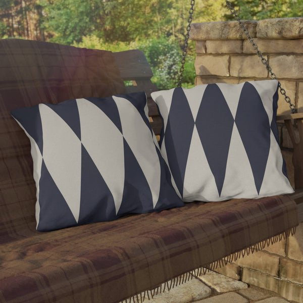 Blue Ivory Diamond Indoor Outdoor Throw Pillow