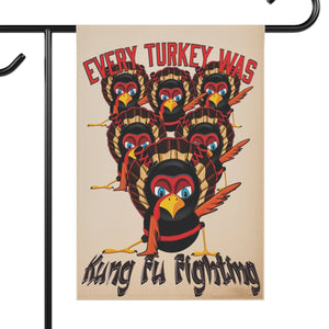 Kung Fu Turkeys Funny Thanksgiving Yard Flag