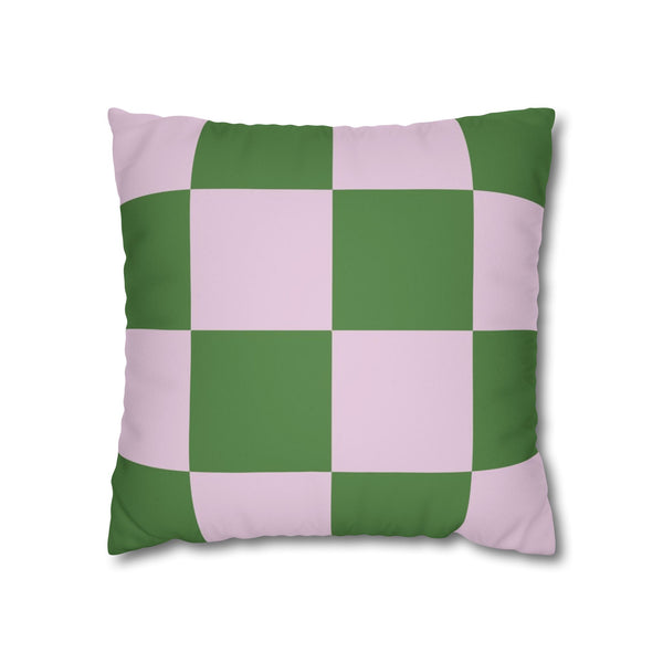 SW Paradox Lilac Green Checkered Faux Suede Pillow Cover