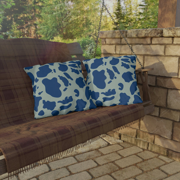 Blue Animal Print Outdoor Indoor Throw Pillow