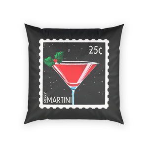 Merry Martini Christmas Velvet Pillow