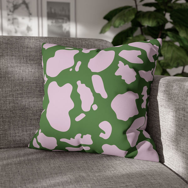Pink & Green Animal Cow Print Soft Pillow Cover