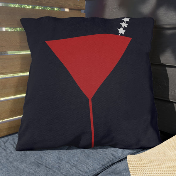 Red White Blue Martini July 4th Reversible Outdoor Indoor Pillow