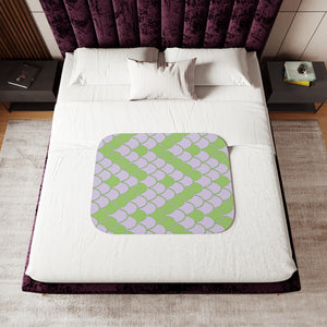 soft sherpa blanket with 'Green & Purple Snake Print' design