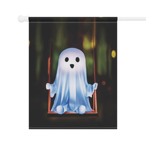 Cute Swinging Ghost Decor Halloween Yard Flag