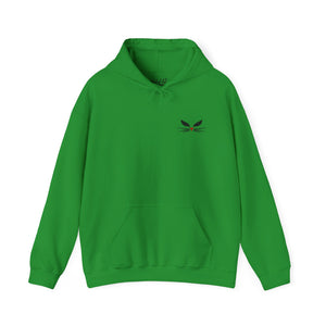 Safety pink hoodie with embroidered 'Wicked Cat® Embroidered' design on a plain background