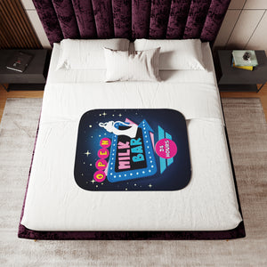 soft sherpa blanket with 'Milk Bar Retro' design