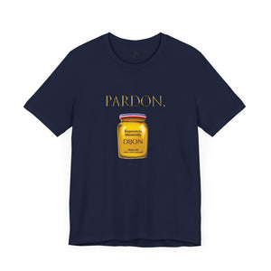Red t-shirt with 'Pardon, Grey Poupon Nostalgic Funny' design on a white background