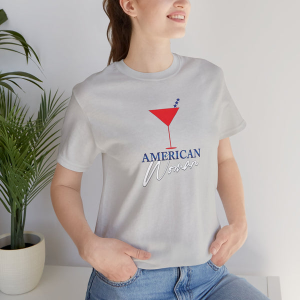 American Woman Patriotic Martini July 4th T-Shirt