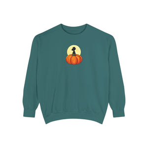 Seafoam sweatshirt with 'Great Pumpkin Halloween Fall' design on a plain background