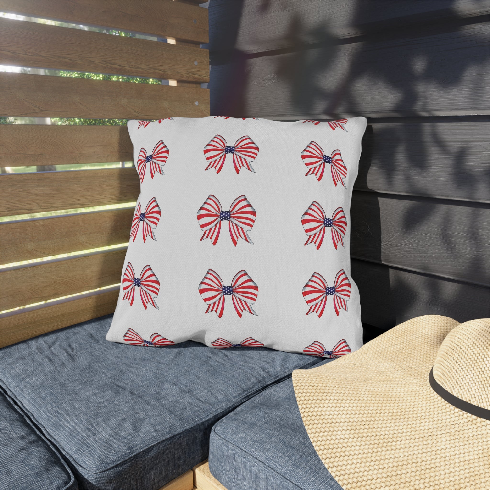 Red White & Blue Indoor Outdoor July 4th Throw Pillow
