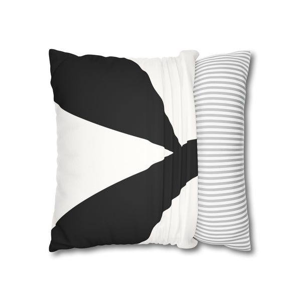 Black & White Neckline Faux Suede Pillow Cover