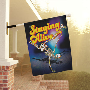 Skeleton Staying Alive Halloween Flag