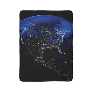 Earth's Horizon Space Blue Sherpa Throw Blanket