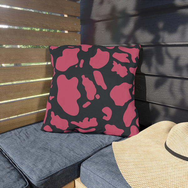 Pink & Dark Grey Animal Indoor Outdoor Throw Pillow