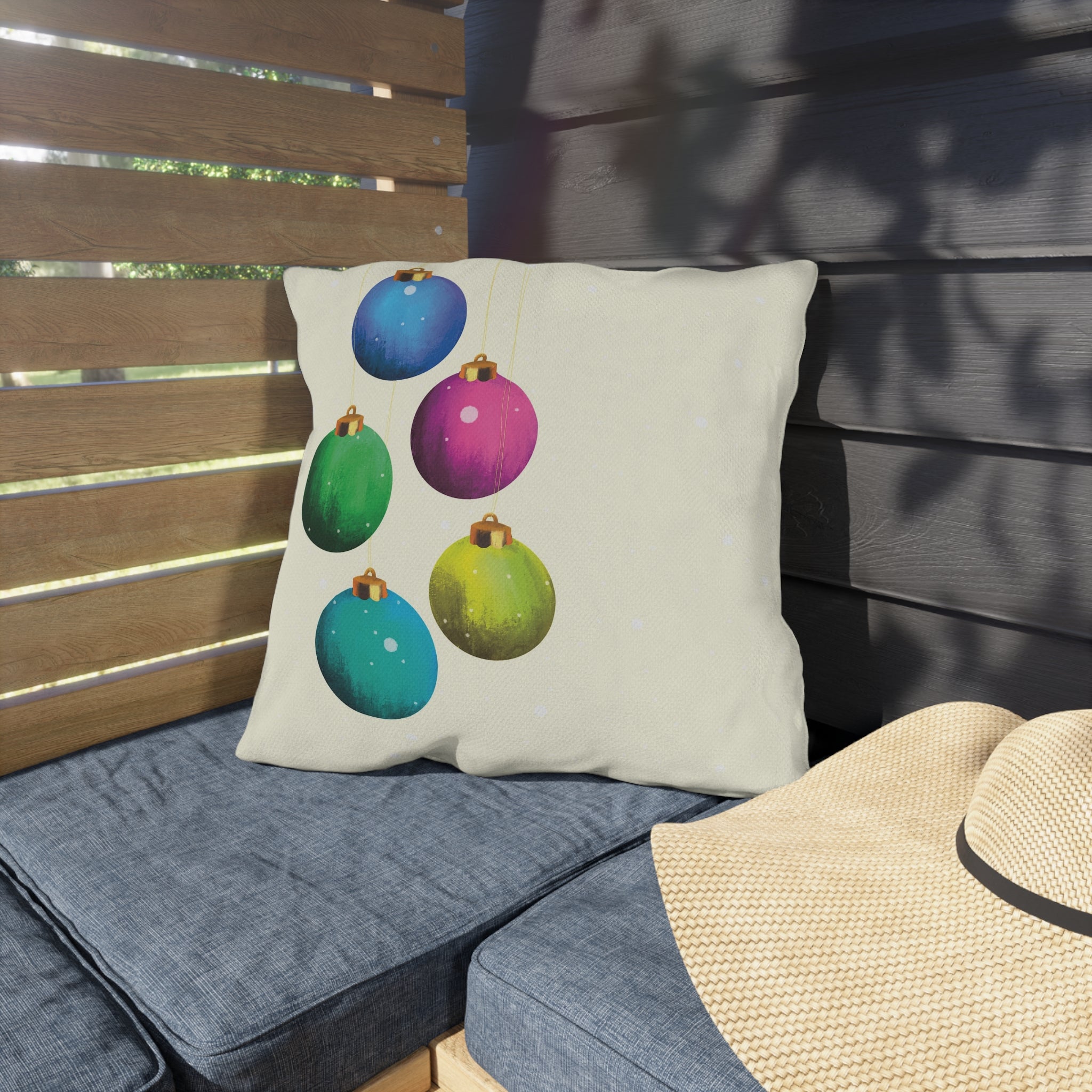 Pastel Hanging Tree Ornaments Christmas Throw Pillow