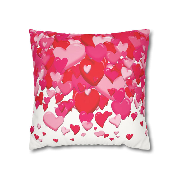Pink Hearts Soft Faux Suede Throw Pillow Cover