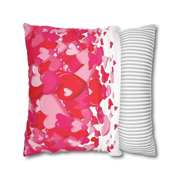 Pink Hearts Soft Faux Suede Throw Pillow Cover