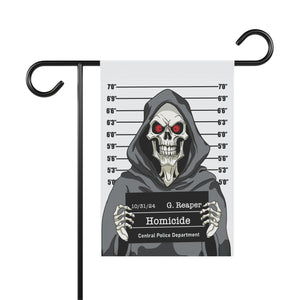 Grim Reapers Mug Shot Funny Halloween Yard Flag