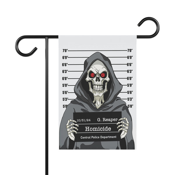 Grim Reapers Mug Shot Funny Halloween Yard Flag