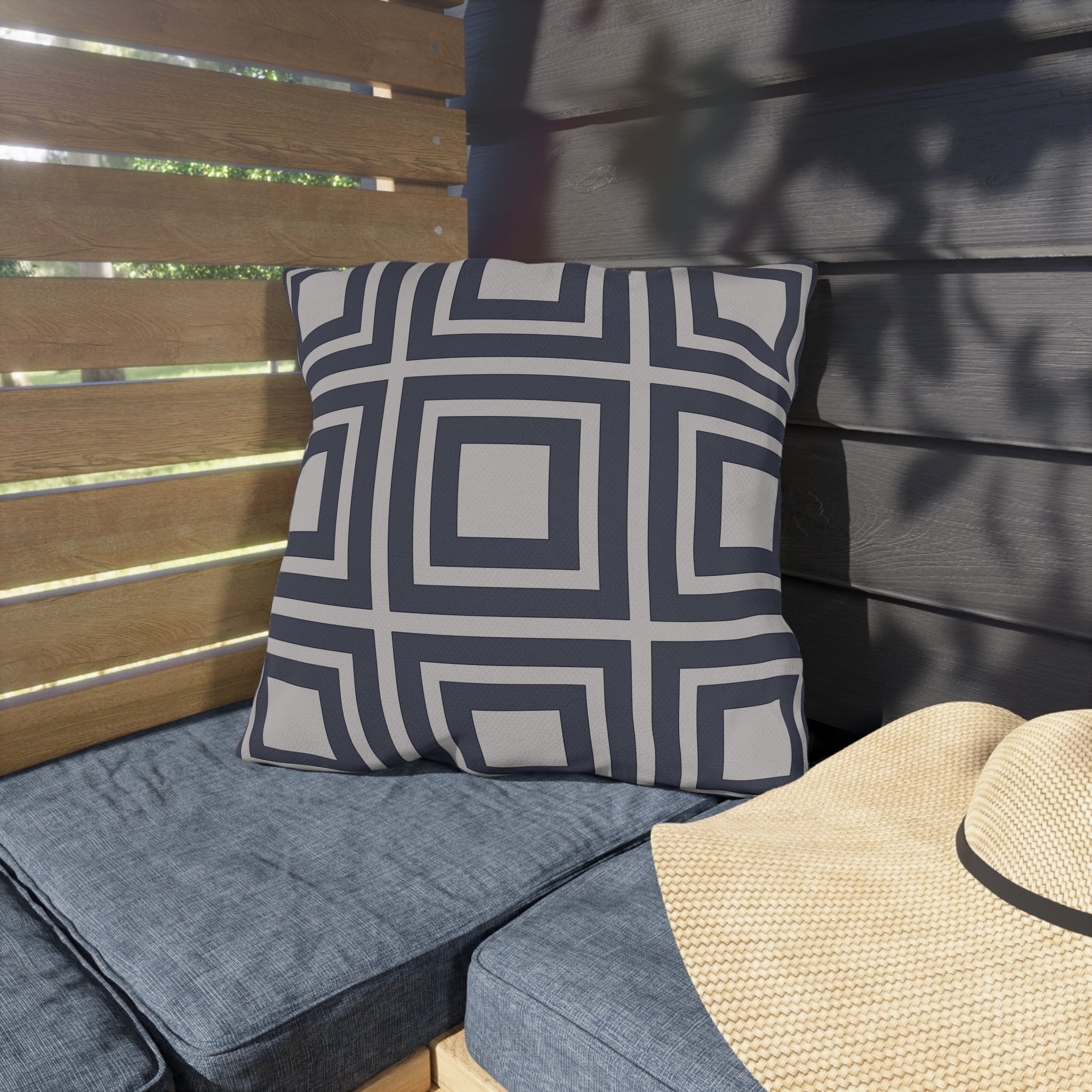 Behr Sapphire Blue Blocks Outdoor Throw Pillow
