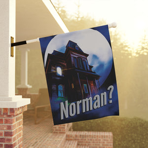 Garden flag with 'Norman Bates Psycho Bates Motel Halloween' design