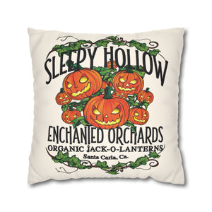 throw pillow with 'Sleepy Hollow Orchards Halloween Soft Cover' design