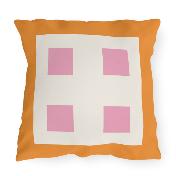 Pastel Orange & Pink Indoor Outdoor Throw Pillow