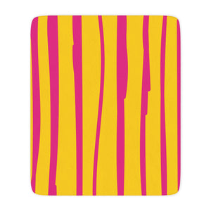 Yellow and Pink Stripes Modern Sherpa Throw Blanket