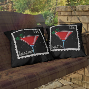 throw pillow with 'Merry Martini Christmas' design