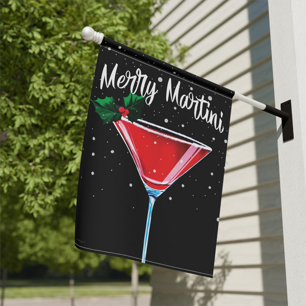 Merry Martini Christmas Flag - Weather Resistant Holiday Garden Flag