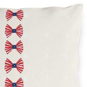 throw pillow with 'Patriotic Bows Outdoor Indoor' design