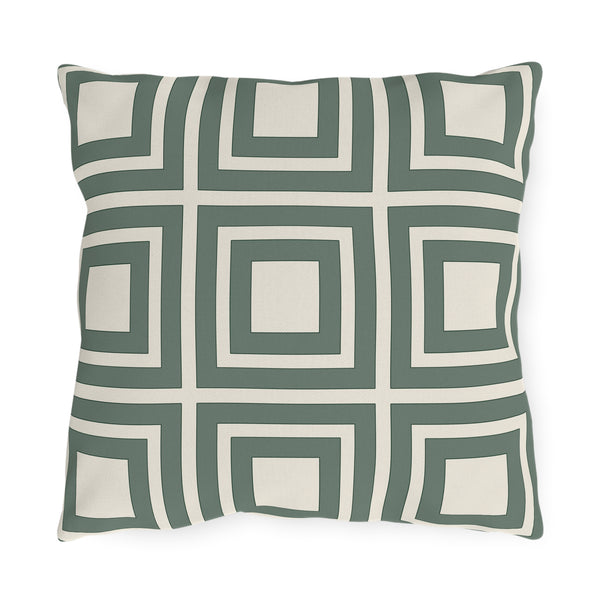 Green & Ivory Modern Indoor Outdoor Throw Pillow